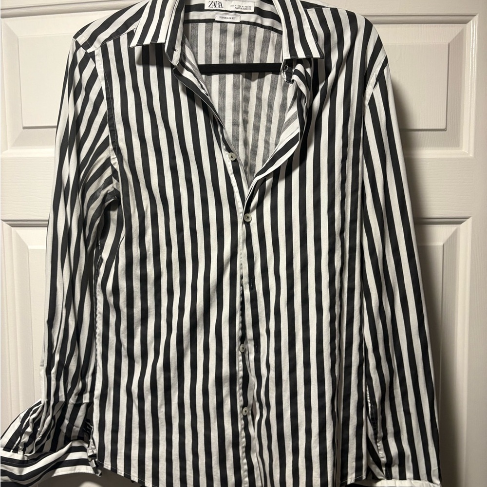 Zara Monochrome Striped Superslim Shirt